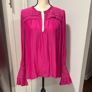 Ramy Brook Fuchsia Blouse with Embroidered Details